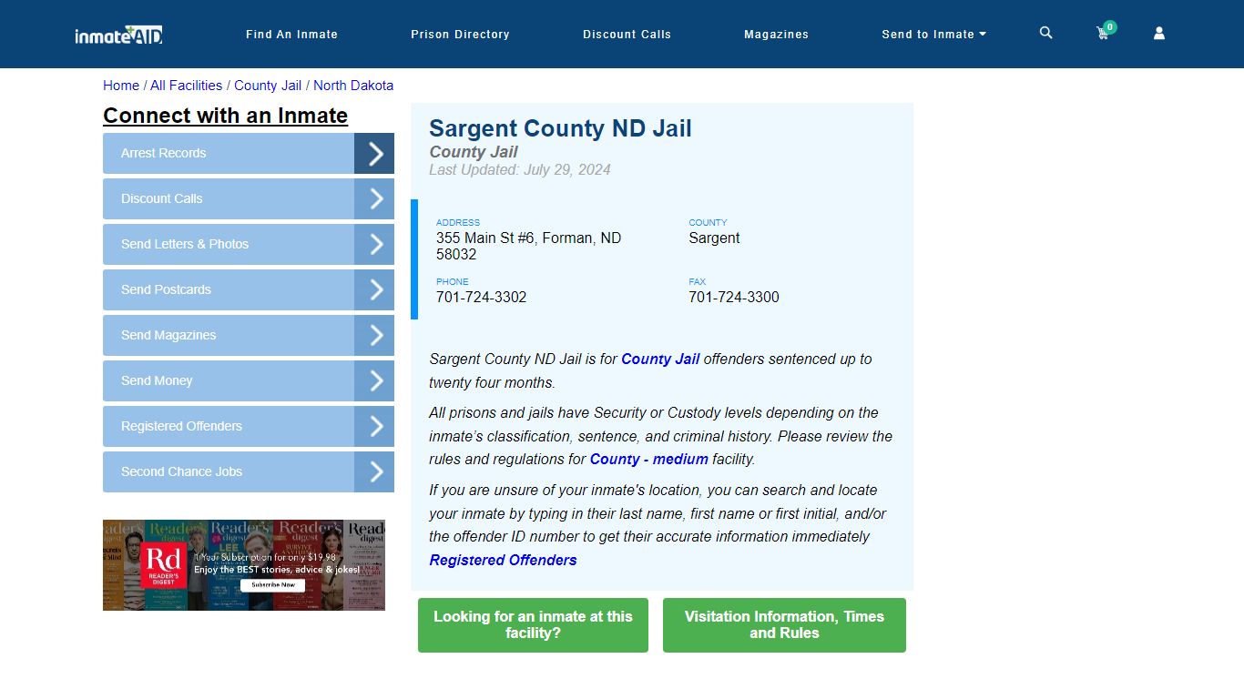 Sargent County ND Jail - Inmate Locator